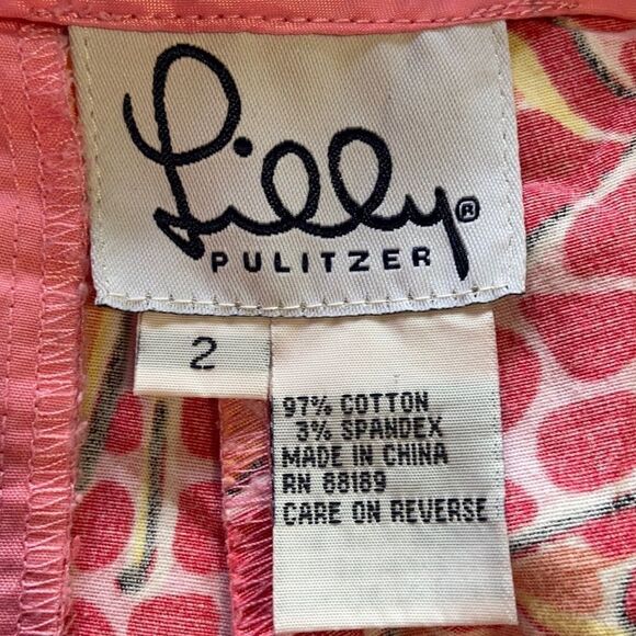 𝅺women’s Vintage Lilly Pulitzer Liza Capri Crop Pants Butterfly Print Size 2 - Picture 6 of 7